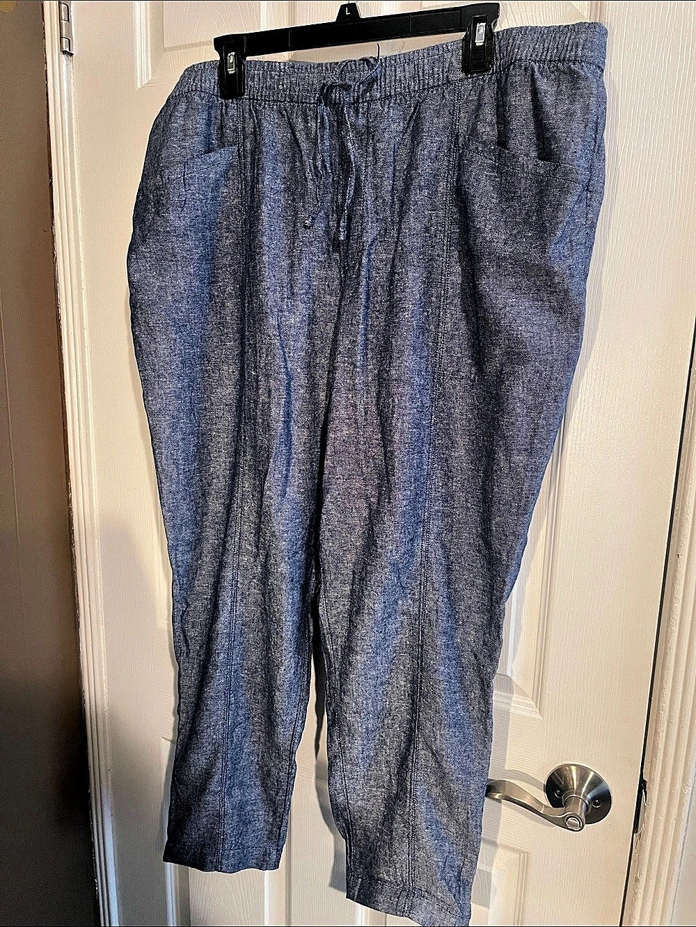 Old Navy Mid-Rise Wide-Leg Linen-Blend Pull-On Pants Blue XL